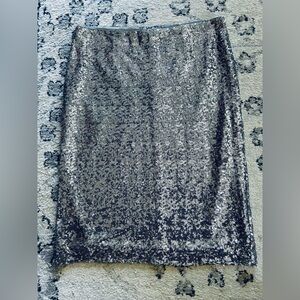 Naeem Kahn Elegant Silver Sequin Skirt